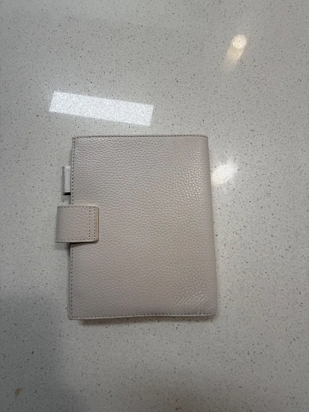 Moterm A6 Pebbled Leather Planner Cover With Snap Closure & Pen Loop - cream